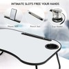 JUJABU Foldable Wooden Laptop Table with Cup Holder – Lightweight Desk for Bed, Couch, Study, Work, or Travel - 3 of 4