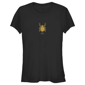 Juniors Womens Marvel Spider-Man: No Way Home Gold Logo T-Shirt - 1 of 4