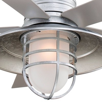 54" Galvanized Silver Industrial Ceiling Fan with LED Light and Remote