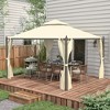 Outsunny 10' x 10' Outdoor Patio Gazebo Canopy with Polyester Privacy Curtains, Two-Tier Roof - 2 of 4