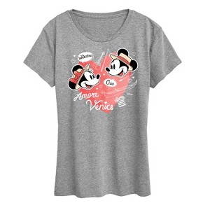 Women's - Disney - Minnie and Mickey Mouse in Venice France Short Sleeve Graphic T-Shirt - 1 of 4