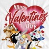 Women's Looney Tunes Valentines Day Bugs Lola Tweety Taz Daffy Loose T-Shirt - 2 of 4