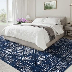 Machine Washable Vintage Floral Rug - Low Pile Non-Slip & Stain Resistant Carpet , Beige 5x7 - 1 of 4