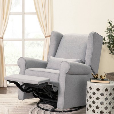Misty Grey Swivel Recliner with Wingback Design