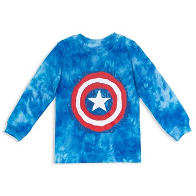 Marvel Avengers Captain America Big Boys Long Sleeve Graphic T-Shirt Blue 18-20