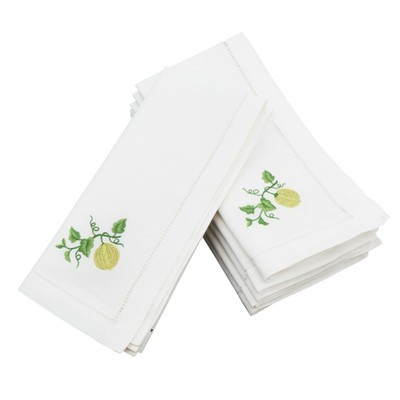 Saro Lifestyle Embroidered Melon Design Hemstitched Trim Border Cotton Napkin (set of 6 pcs)