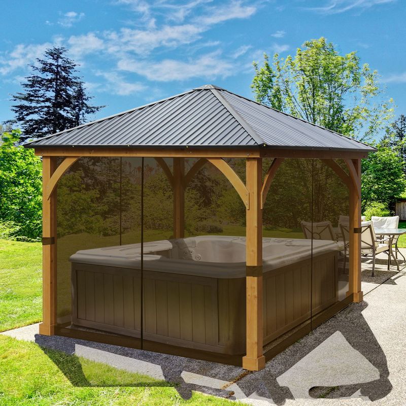 Aoodor 12 x 12 ft. Gazebo Replacement Mosquito Netting Screen 4-Panel Sidewalls with Double Zipper (Only Netting), 2 of 8