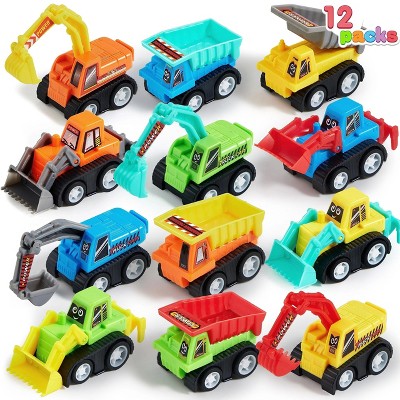 Joyfy 12 Pcs Car Toys, Mini Construction Pull Back Car Set with Excavator, Dump Truck and Bulldozers, Kids Sand Toy Trucks, Party Favor for Toddlers