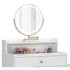 White Makeup Vanity Desk with Round Mirror and Lights, Dressing Table with a Side Cabinet and Chair - 2 of 3