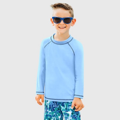 City Threads Boys UPF 50+ Long Sleeve Rashguard - Bright Light Blue, 6Y