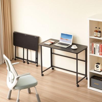 VYNXARIA Folding Desk Small Foldable Desk for Small Space, 39.37 Inches Writing Computer Desk in Study,100*50,black