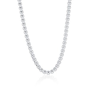 Metallo Stainless Steel, 5mm Round Box Chain Necklace - Silver - 24 Inch - 1 of 4