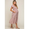 PinkBlush Light Pink Floral Flutter Maternity Midi Dress - 2 of 4