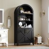 Arched Bookcase with Doors - 5-Tier Open Display Shelf, Modern Bookshelf Storage Cabinet for Home Office Living Room Library - 4 of 4
