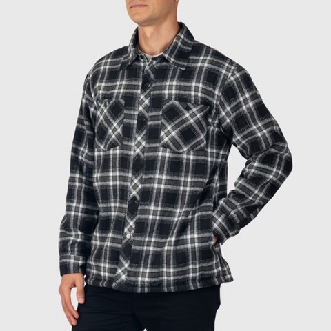 Мужские куртки Alpine Swiss Mens Josh Fleece-Lined Flannel Jacket Heavyweight Snap Button Plaid Shirt Shacket Warm Winter Outerwear BLGY 2XL