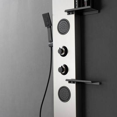 Stainless Steel 2-Jet Rainfall Shower Panel System with Shelf