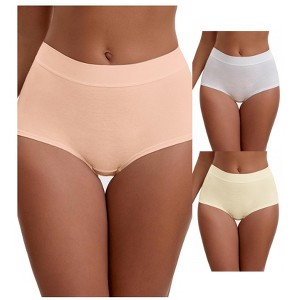 INSPIRE CHIC Women's High Waist Tummy Control Elastic Waistband Comfortable Brief 3 Packs - 1 of 4
