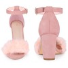 BLISSFUL STEP Women's Ankle Strap Faux Fur Open Toe Chunky Heel Sandal - 2 of 3