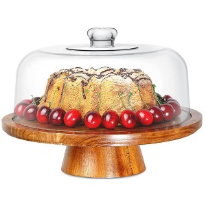 Homeries Cake Stand with Lid, Cake Plate, (6 in 1) Multi-Functional Serving Platter, Large Cake Stand with Dome - Use as Cake Holder, Cake Cover - 1 of 4
