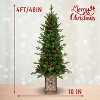 4FT Pre-Lit Green Christmas Tree with Glitter Base ¨C 100 Multicolor LED Lights, 396 Tips, Red Berries & Pine Cones, PE/PVC Full Branches - 2 of 4