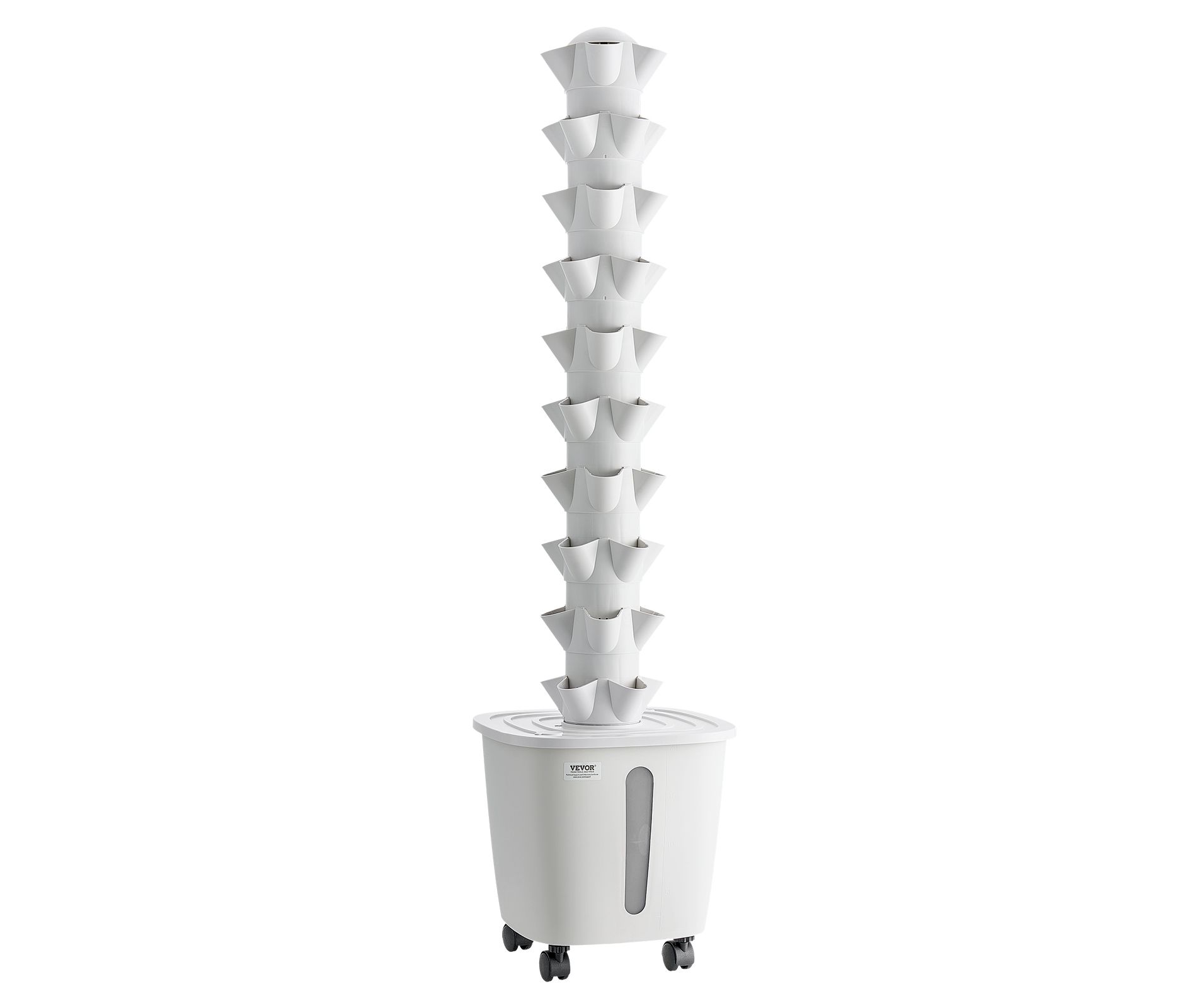 VEVOR Hydroponic Tower, 50 Pods 10 Tiers Hydroponics Growing System Kit with App Control & Casters, Vertical Home Garden with 20L Water Tank, White
