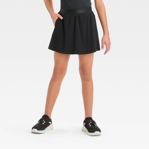 Girls' Pleated Woven Skort - All In Motion™ Black XS