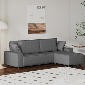 96" L-Shaped Sectional Sofa with Chaise, Modern Corduroy 3-Seater Couch, Modular Sectional Couches Sofa, Wide Arms, for Living Room, Apartment - 1 of 4