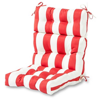 Cabana Stripe Red Outdoor High Back Chair Cushion - Kensington Garden