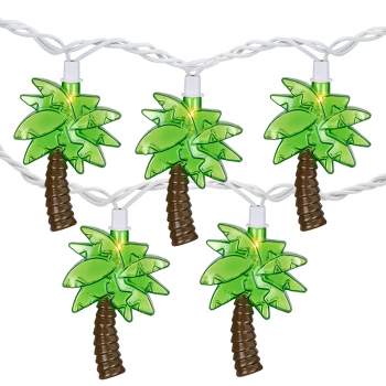 Northlight 10-Count Green Tropical Palm Tree Outdoor Patio String Light Set, 7.25ft White Wire