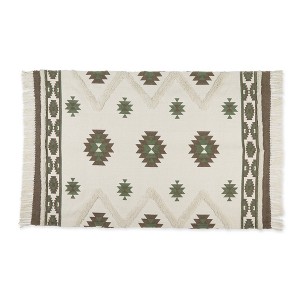 Design Imports Southwestern Textured Fringe - Brown & Green - 4 X 6 Ft - 1 of 4