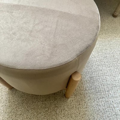 Elroy Round Velvet Ottoman With Wooden Legs - Threshold™ Designed With ...