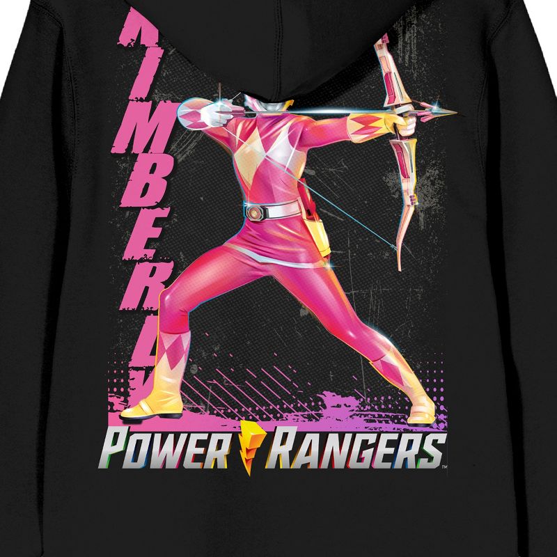 Power Rangers Kimberly With Bow & Arrow Long Sleeve Black Adult Zip-Up Hoodie, 4 of 5