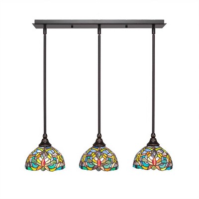 Toltec Lighting Any 3 - Light Chandelier in  Dark Granite with 7" Kaleidoscope Art Glass Shade