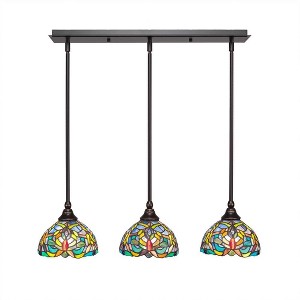 Toltec Lighting Any 3 - Light Chandelier in  Dark Granite with 7" Kaleidoscope Art Glass Shade - 1 of 1