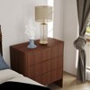 AEELLEEA Wooden Cabinet with 3 Drawers Wavy Pattern Modern Bedside Cupboard Dressing Table for Bedroom 78CM Long Walnut Color - 3 of 4