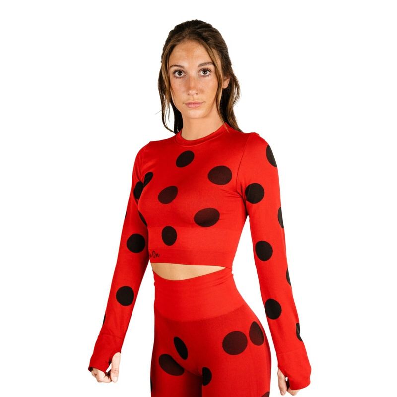 Miraculous Ladybug Womens Cosplay Active Workout Long Sleeve Crop Top for Gym, Workout by MAXXIM, 1 of 8