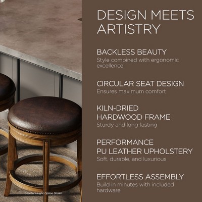 Alexander Brown Swivel Backless Saddle Bar Stools, Set of 4