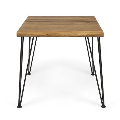 Vynxaria Patio Coffee Tables - Industrial Wood and Metal, 32.5" Outdoor Dining Table