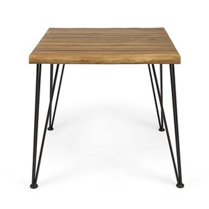 Vynxaria Patio Coffee Tables - Industrial Wood and Metal, 32.5" Outdoor Dining Table - 1 of 4