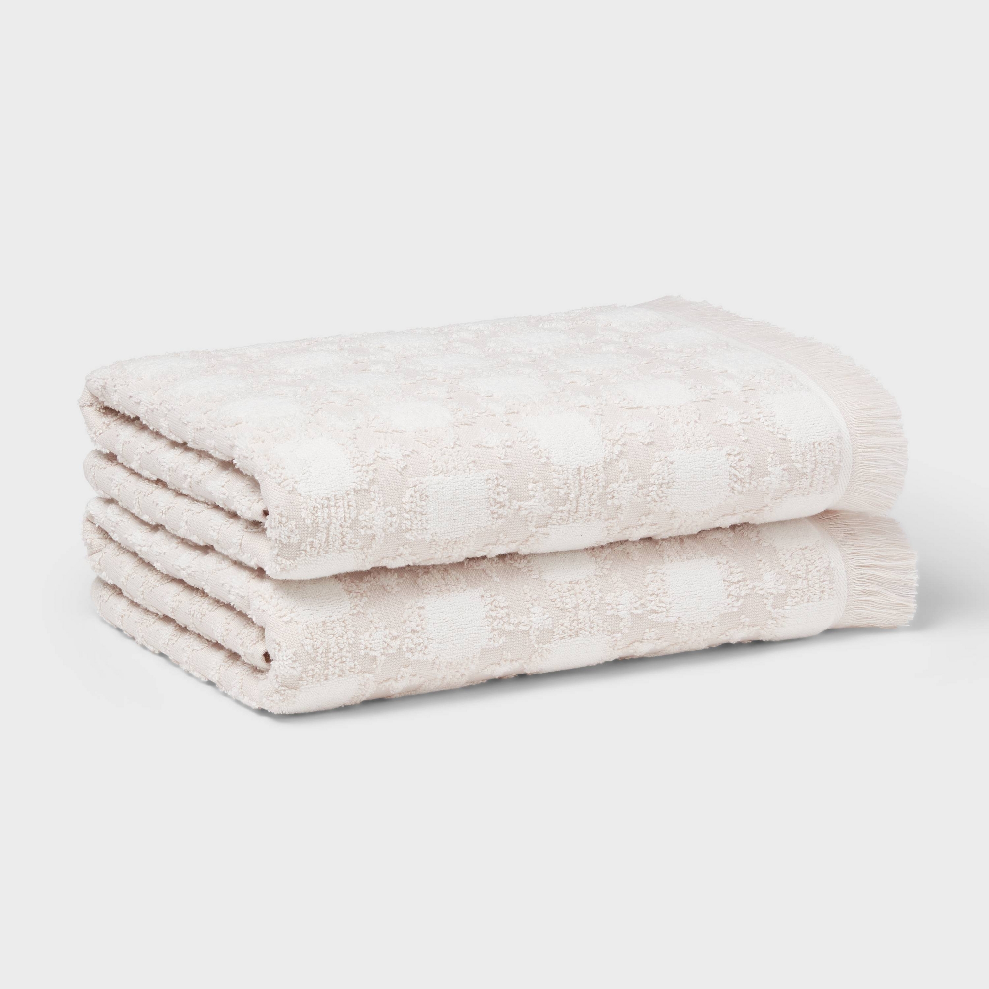 2pc Boho Ikat Patterned Bath Towel Cream - Threshold™