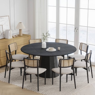 Dovelina 60" Round Dining Table Modern Wood Kitchen Table Dining Room Table for 8 People