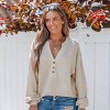 Women's Cozy Knit V-Neck Front Button Tee - Cupshe - 2 of 4