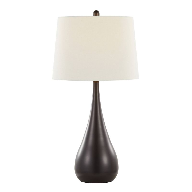 LumiSource (Set of 2) Pebble 29&#34; Contemporary Metal Table Lamps Oil Rubbed Bronze with White Linen Shade from Grandview Gallery, 3 of 7