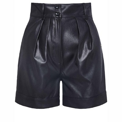 Women's Wo's Selena Faux Leather Long Shorts - GOLDEN