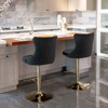 CAVINAS Adjustable Velvet Bar Stools Set of 2,Swivel Counter Height Chairs with Button-Tufted Back & Metal Base,Armless Chair for Bar,Kitchen - 2 of 4