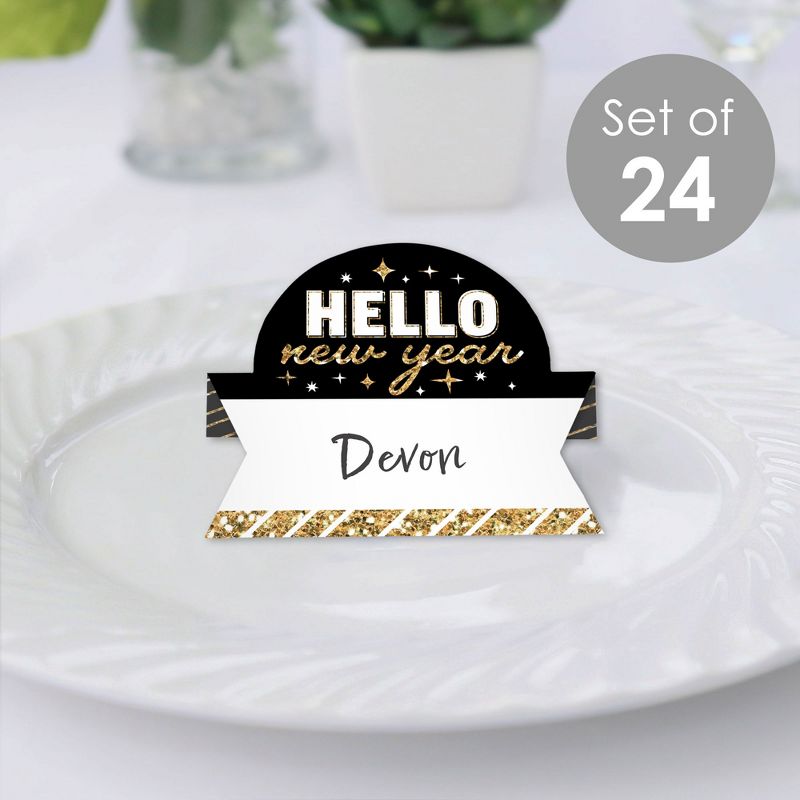 Big Dot of Happiness Hello New Year - NYE Party Tent Buffet Card - Table Setting Name Place Cards - Set of 24, 2 of 9