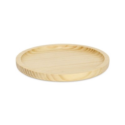 HomeRoots 9" Natural Solid Wood Handmade Round Vanity Tray
