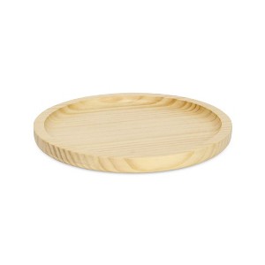 HomeRoots 9" Natural Solid Wood Handmade Round Vanity Tray - 1 of 4