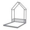 NicBex Kids Montessori Bed with House-shaped Headboard,Floor Bed with Semi-fence Design,Twin/Fill Size Toddler bed for Bedroom,Gray/White/Brown - 4 of 4