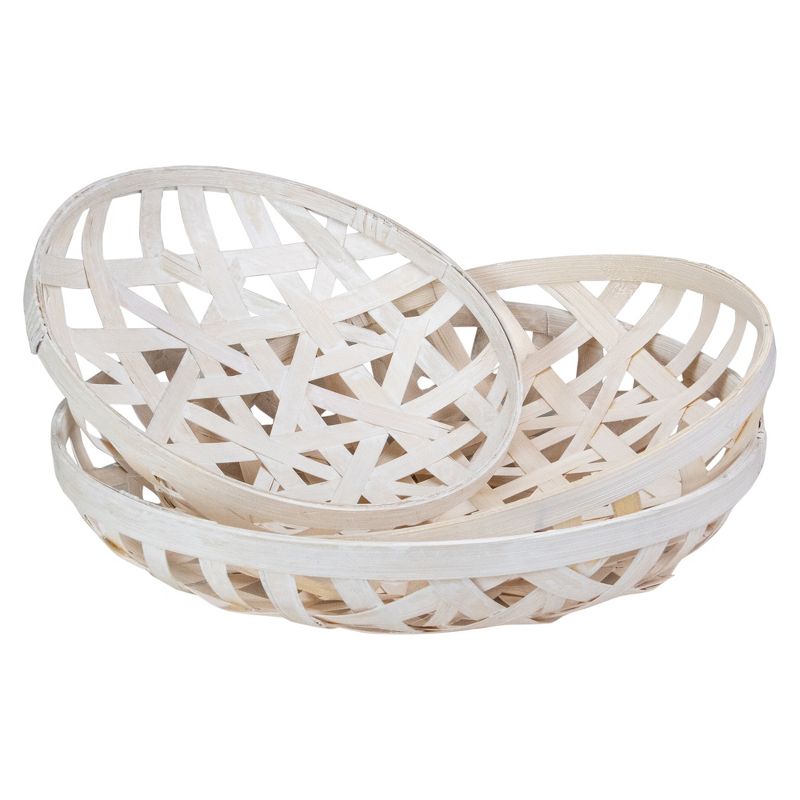Northlight Set of 3 Cream White Round Lattice Tobacco Table Top Baskets, 1 of 5